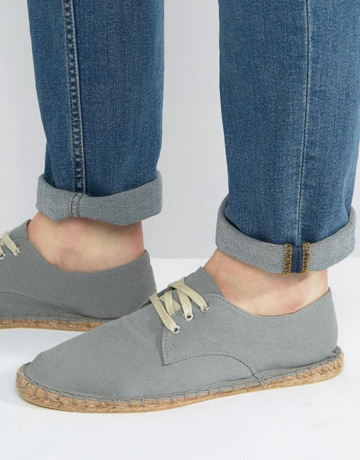 Asos Derby Espadrilles In Gray Canvas - Gray