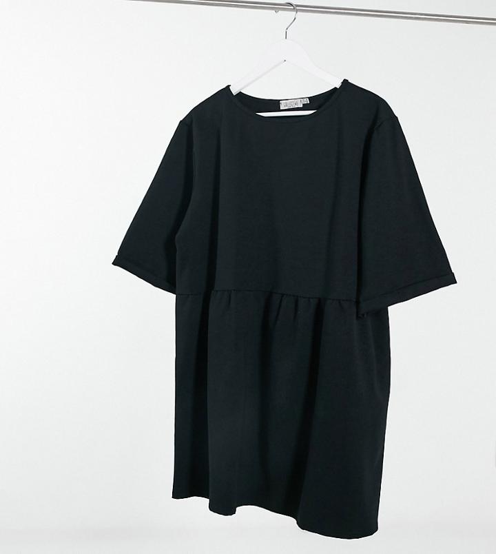 Street Collective Curve Mini Drop Waist Sweater Mini Dress In Black