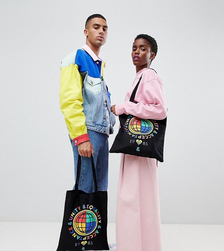Asos Design X Glaad & Tote Bag With Print - Black