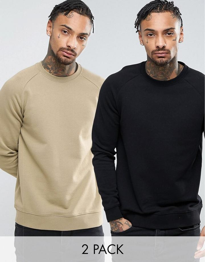 Asos Sweatshirt 2 Pack Black/beige Save - Multi