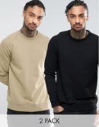 Asos Sweatshirt 2 Pack Black/beige Save - Multi