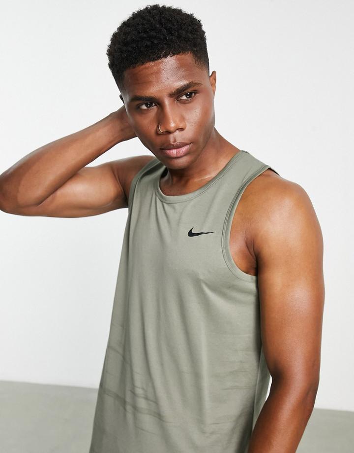 Nike Training Dri-fit Legend Tank Top In Khaki-green