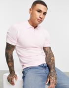 Asos Design Knitted Muscle Fit Polo T-shirt In Pink