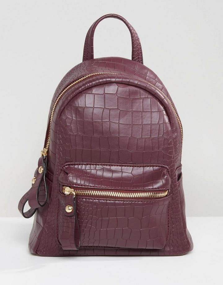 Qupid Mock Croc Mini Backpack - Red