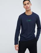 Emporio Armani Eva Eagle Logo Long-sleeve Lounge T-shirt In Navy - Navy