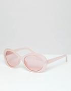 Asos Design Oval Sunglasses In Pink With Pink Lens - Pink