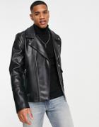 Urbancode Faux Leather Moto Jacket In Black