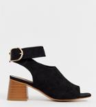 Asos Design Wide Fit Trina Peep Toe Shoe Boots - Black