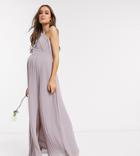 Tfnc Maternity Bridesmaid Exclusive Pleated Maxi Dress In Gray-grey