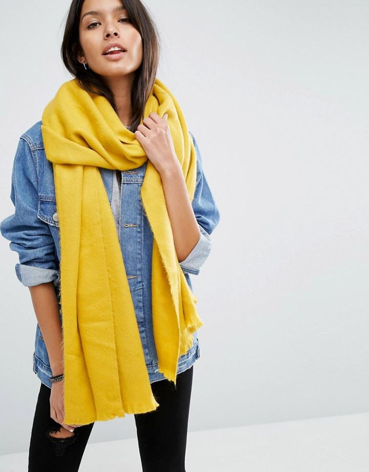 Asos Supersoft Long Woven Scarf - Yellow