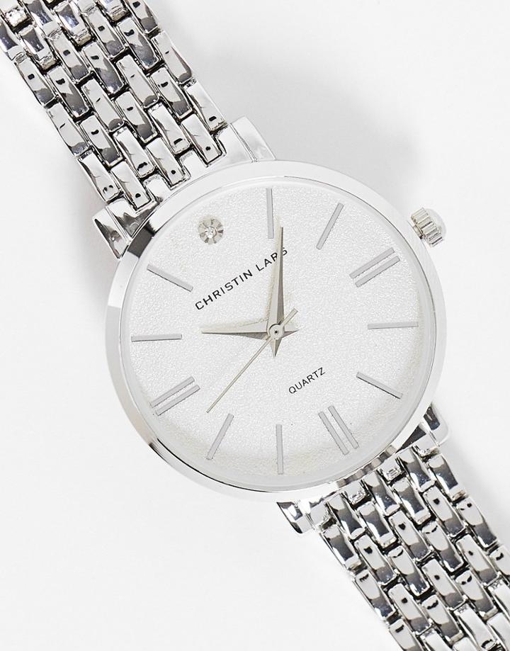 Christian Lars Womens Link Bracelet Strap Watch In Silver