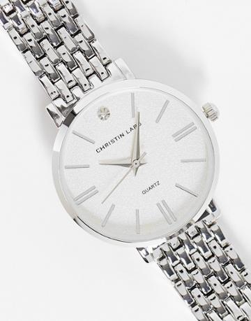 Christian Lars Womens Link Bracelet Strap Watch In Silver