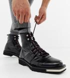 Asos Design X Laquan Smith Leather Lace Up Boot - Black