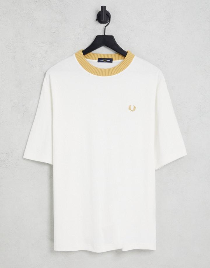 Fred Perry Knitted Trim T-shirt In White