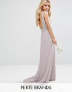 Tfnc Petite Wedding High Neck Maxi Dress With Embellished Low Back - Gray