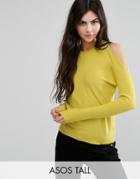 Asos Tall Sweater With Cold Shoulder - Yellow