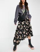 Asos Design Maxi Skirt With Lace Insert In Floral Print - Part Of A Set-multi