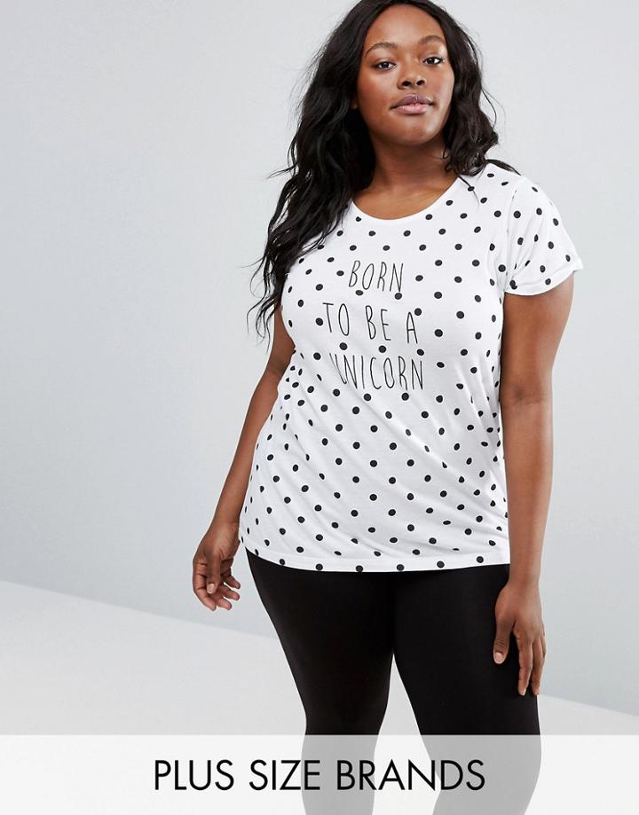 Nvme Plus T-shirt In Polka Dot Unicorn Print - White