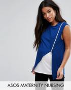 Asos Maternity Nursing Side Zip Drape Tank - Navy