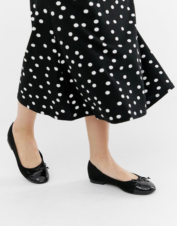 Asos Design Larva Toe Cap Ballet Flats - Black