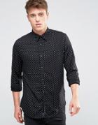 New Look Shirt With Polka Dot Print In Black In Regular Fit - Black