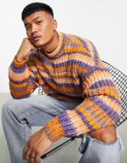 Asos Design Chunky Knit Stripe Sweater In Multi Space Dye