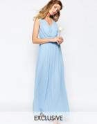Vila Cinched Waist Maxi Dress - Blue
