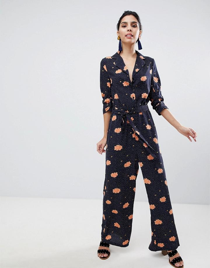 Liquorish Printed Jumpsuit - Black