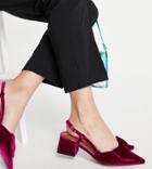 Asos Design Wide Fit Suzy Bow Slingback Mid Heeled Shoes In Magenta-purple