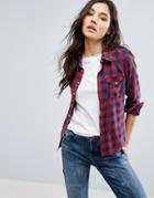 Only Denim Checked Shirt - Red