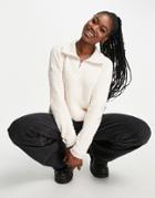 Hollister Cozy Half Zip Sweatshirt In Cream-white
