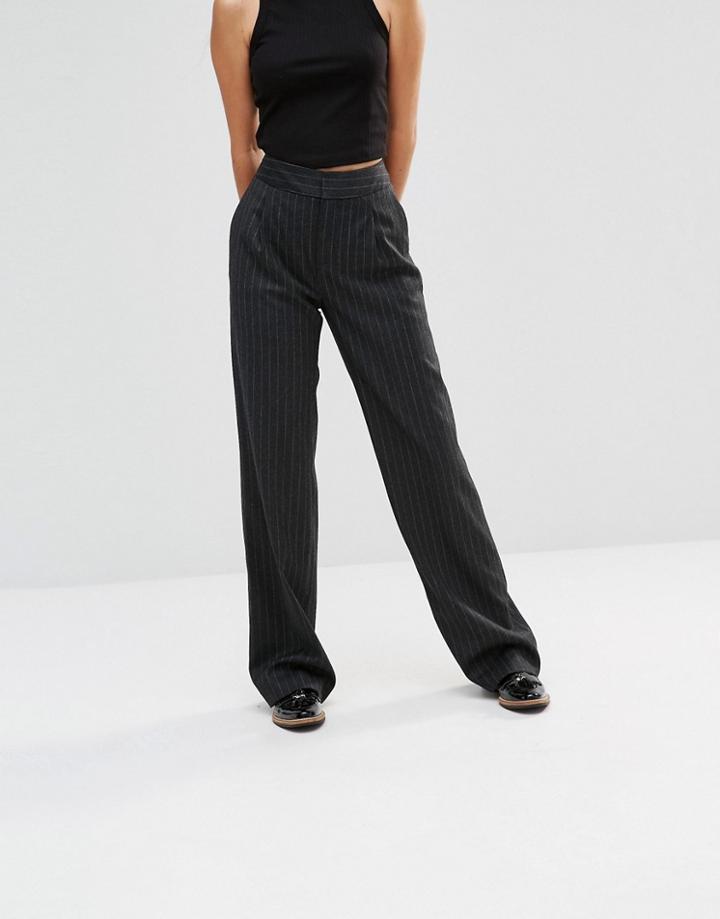 Gestuz Myla Wide Leg Pin Stripe Pants - Gray