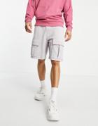 Asos 4505 Sweat Short With Cargo Pocket In Acid Wash-grey