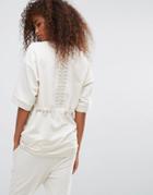 Puma Velvet Rope Lace Up T-shirt - Cream