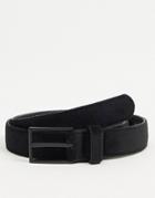 Asos Design Slim Belt In Black Faux Suede