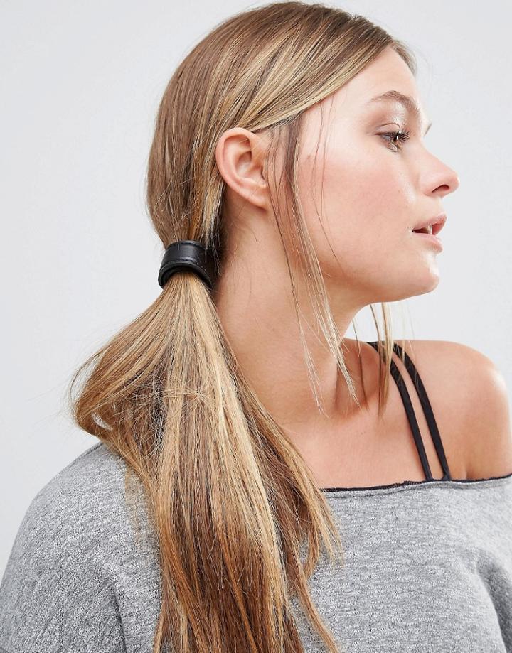 Kitsch Vegan Leather Bandable Ponytail Cuff - Black