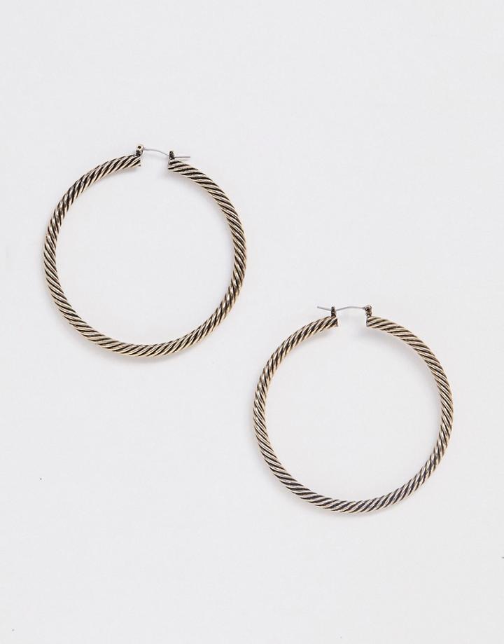 Asos Design Twist Hoop Earrings In Gold Tone