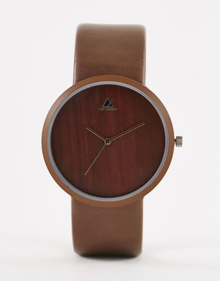 Asos Sleek Watch In Wood Effect - Brown