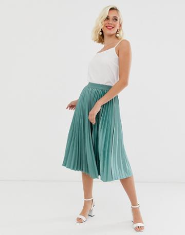 Outrageous Fortune Pleated Midi Skirt In Green