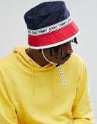 Tommy Jeans Icon Logo Bucket Hat In Navy/red/white - Multi