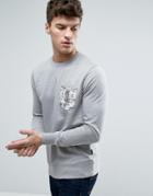 Jack & Jones Originals Crew Neck Sweatshirt With Printed Pocket - Gray
