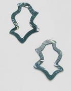 Asos Design Earrings In Abstract Shape In Resin - Green