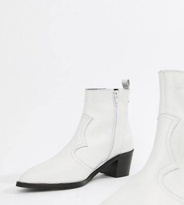 Depp Wide Fit Leather Ankle Boots - White
