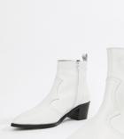 Depp Wide Fit Leather Ankle Boots - White