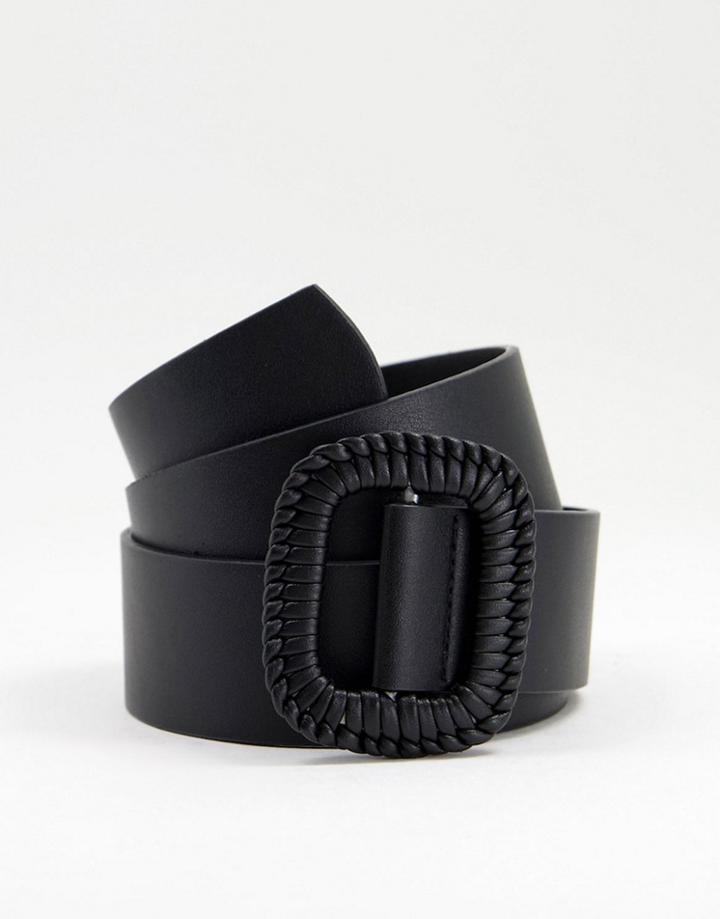 Asos Design Waist And Hip Belt With Covered Buckle In Black
