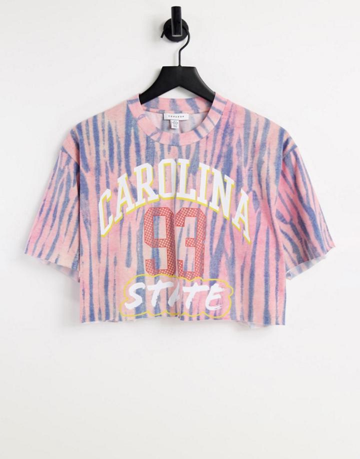 Topshop Caroline Crop T-shirt In Multi