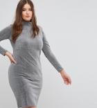 Club L Plus Metallic High Neck Dress - Silver