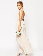 Asos Wedding Ruched Double Strap Maxi Dress - Stone