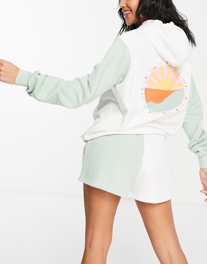 Chelsea Peers Sun Print Hoodie In White And Mint