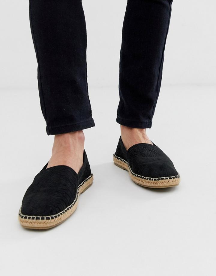 Asos Design Espadrilles In Black Snake Emboss